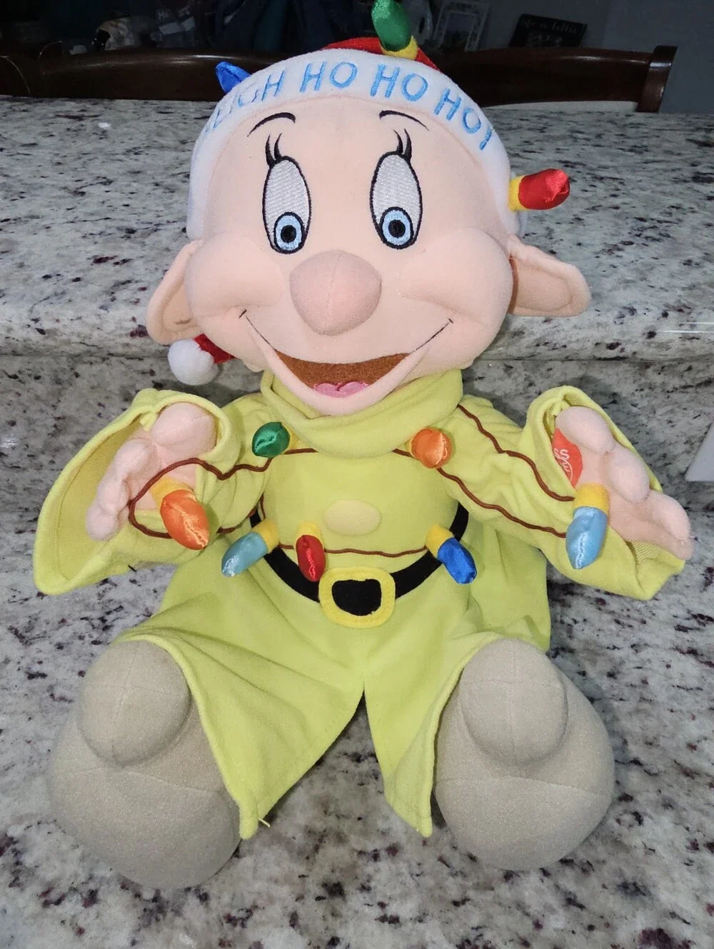 Disney Dopey Christmas Lights Snow White Seven Dwarfs Holiday Plush 12